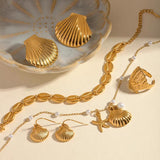 18K Plated Shell Conch Pattern Jewelry Set for Women