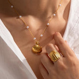 18K Plated Shell Conch Pattern Jewelry Set for Women
