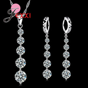 925 Sterling Silver CZ Crystal Long Tassel Drop Earrings