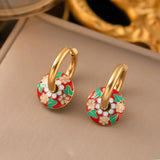 Ethnic Flower Pendant Necklace Earrings Set