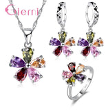 Water Drop CZ Wedding Jewelry Sets 925 Silver