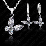 Crystal Butterfly Necklace+Earrings Set For Women