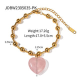 Youthway Glass Heart Necklace Bracelet Set Golden Jewelry