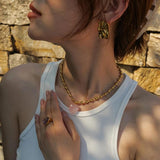 Youthway Glass Heart Necklace Bracelet Set Golden Jewelry