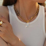 Youthway Glass Heart Necklace Bracelet Set Golden Jewelry