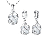 925 Silver Spiral Opal Jewelry Set FQL23089