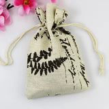10pcs Leaf Cotton Drawstring Gift Bags 10*14cm Jewelry Storage Linen Bag