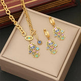 316L Stainless Steel Zircon Eyes Charm Jewelry Set