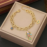 316L Stainless Steel Zircon Eyes Charm Jewelry Set