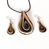 Vintage Quicksand Glass Pendant Necklace & Earrings Set