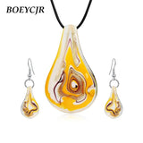 Vintage Quicksand Glass Pendant Necklace & Earrings Set