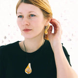 Vintage Quicksand Glass Pendant Necklace & Earrings Set