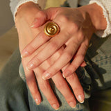 Stainless Steel Hammer Grain Vintage Spiral Earrings/Rings/Pendant Necklace Set
