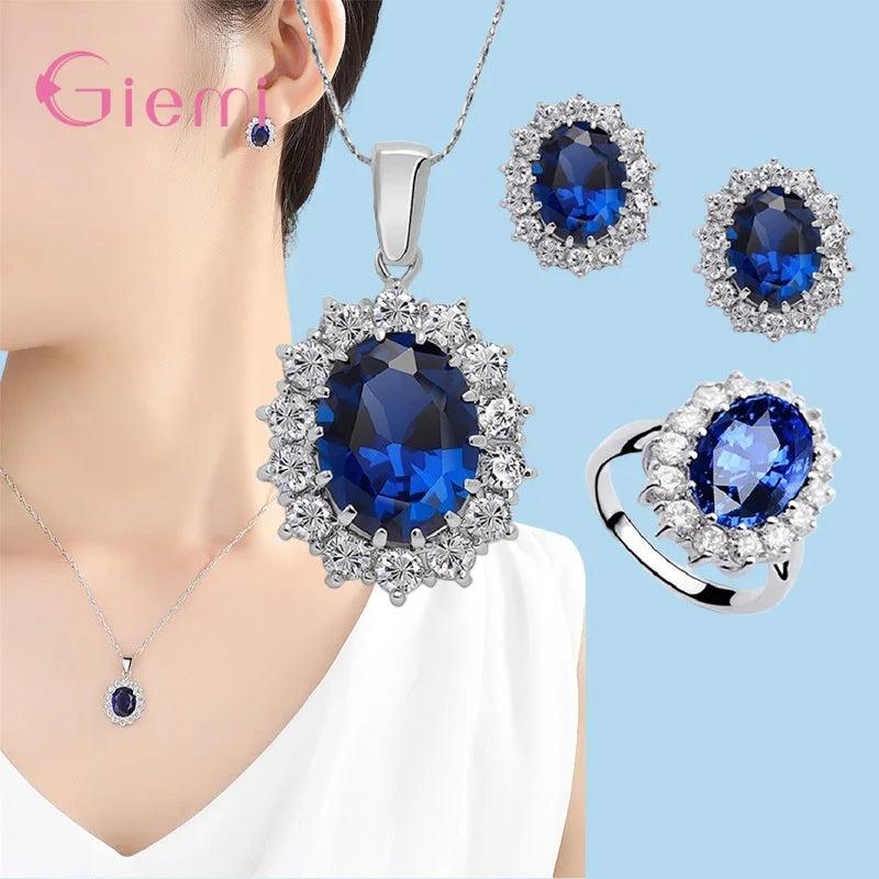 925 Silver Needle Gemstone Jewelry Set