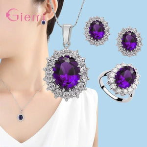 925 Silver Needle Gemstone Jewelry Set