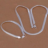 S085 Fine Silver Plated Jewelry Sets 5MM Flat