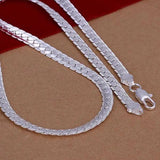 S085 Fine Silver Plated Jewelry Sets 5MM Flat