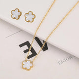 Stainless Steel 18K Plated Women's Clover Flower Set