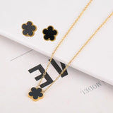 Stainless Steel 18K Plated Women's Clover Flower Set