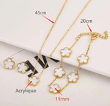 Stainless Steel 18K Plated Women's Clover Flower Set