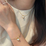 925 Silver Shell Love Bracelet Necklace Set for Women, Gift Jewelry