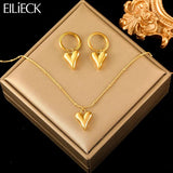 316L Stainless Steel Heart Love Necklace Earrings Set