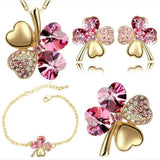 Crystal Clover 4 Leaf Heart Jewelry Set for Girls