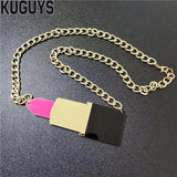 Acrylic HipHop Pendant Necklace Lipstick Earrings Set