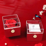Projection Necklace Set with Flip Rose 100 Languages I Love You Heart Pendant