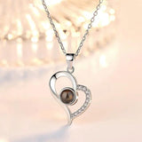 Projection Necklace Set with Flip Rose 100 Languages I Love You Heart Pendant