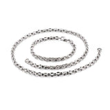 HaoYi Stainless Steel Coffee Bean Chain Bracelet Necklace Set For Men