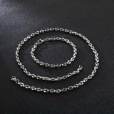 HaoYi Stainless Steel Coffee Bean Chain Bracelet Necklace Set For Men