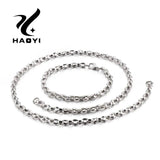 HaoYi Stainless Steel Coffee Bean Chain Bracelet Necklace Set For Men