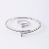 Women's 14K Plated Copper Zirconium Bracelet Ring Set