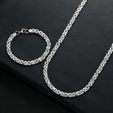 6MM 316L Titanium Steel Flat Imperial Chain Necklace Bracelet Set
