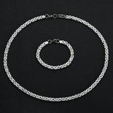 6MM 316L Titanium Steel Flat Imperial Chain Necklace Bracelet Set