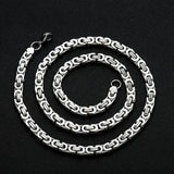 6MM 316L Titanium Steel Flat Imperial Chain Necklace Bracelet Set