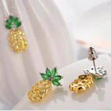 Zircon Micro Inlay Pineapple Necklace Earrings Jewelry Set