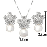 Zircon Micro Inlay Pineapple Necklace Earrings Jewelry Set