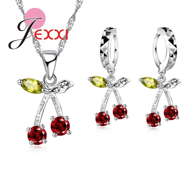 925 Silver Crystal Pendant Set Wedding Party Jewelry
