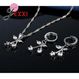 925 Silver Crystal Pendant Set Wedding Party Jewelry