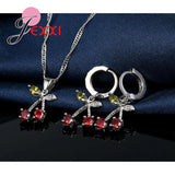 925 Silver Crystal Pendant Set Wedding Party Jewelry