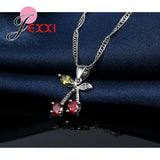 925 Silver Crystal Pendant Set Wedding Party Jewelry