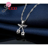 925 Silver Crystal Pendant Set Wedding Party Jewelry