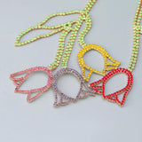 Rhinestone Tulip Flower Necklace Earrings Set