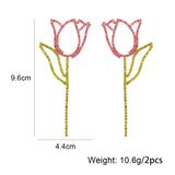 Rhinestone Tulip Flower Necklace Earrings Set