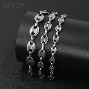 Coffee Bean Shape Chain Stainless Steel Bracelet Necklace