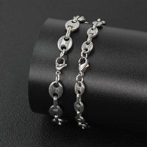 Coffee Bean Shape Chain Stainless Steel Bracelet Necklace