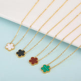 Stainless Steel Plant Five Leaf Flower Jewelry Set