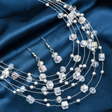 Vintage Crystal Beads Necklace and Earring Set